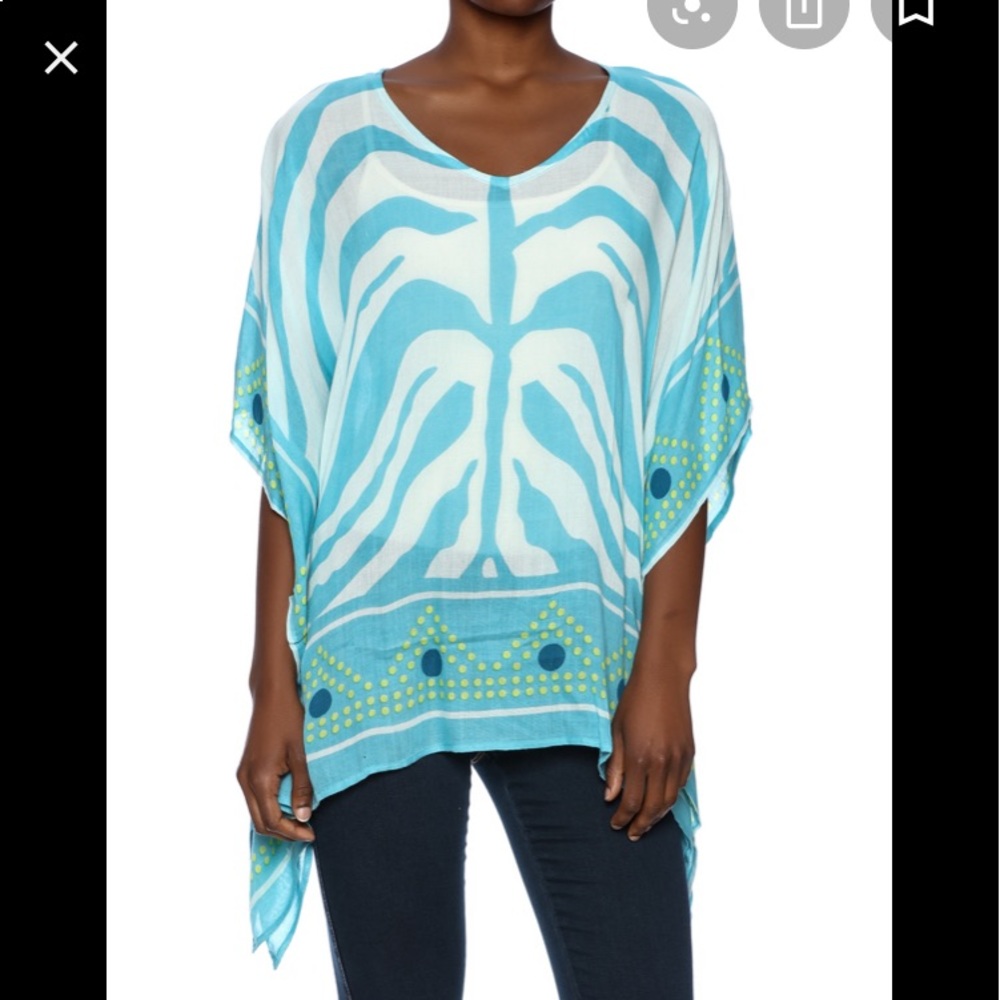 BOO GEME Sz M/L Abstract blue/cream Soho tunic NWT
